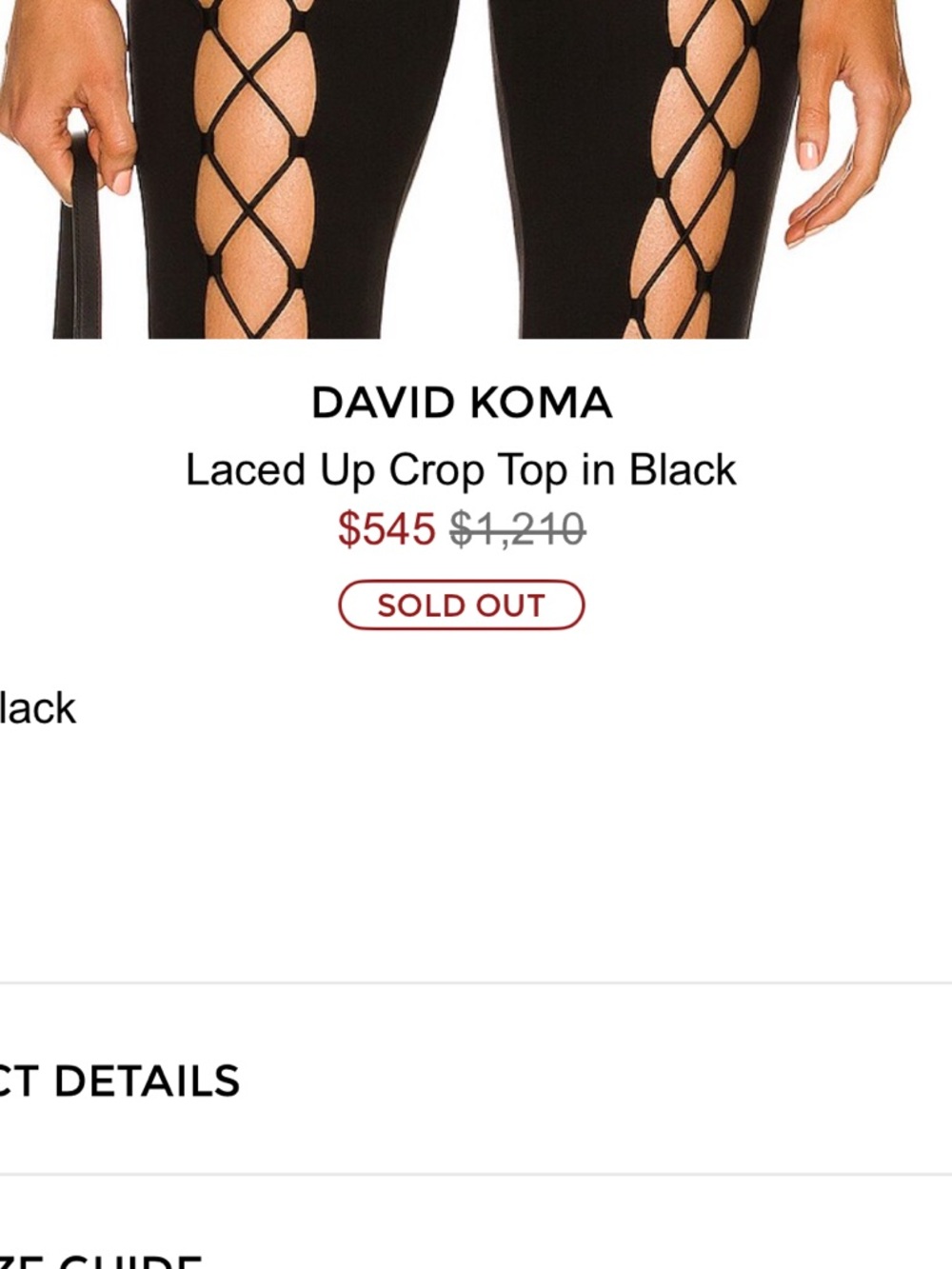 David Koma elegant tie Black Long-Sleeve Lace-Up Crop Top Size UK 6 barely worn - Picture 4 of 16